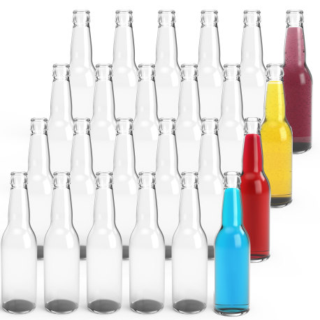 Original Series Wide Mouth Glass Bottles w/ White Lids - Bulk Case of 40