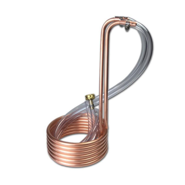 Copper wort chiller with 2 x 100 cm hoses with push on tap connector